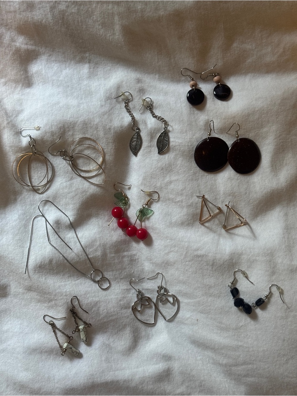 Assorted Women's Earrings Set - Red, Black, Silver, Gold Accents